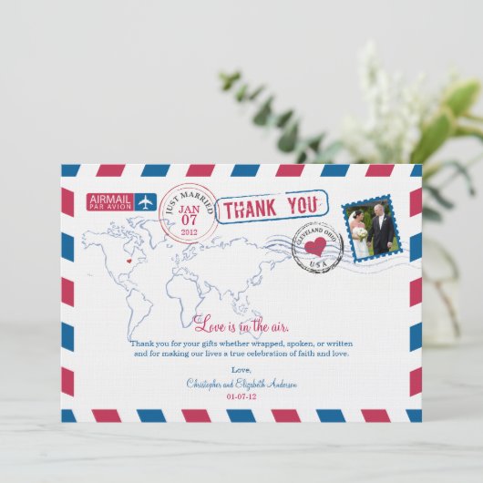 Ohio Air Mail Wedding Dank u Bedankkaart (Staand voorkant)
