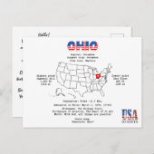 Ohio Amerikaanse staat op een kaart en nuttige inf (Voorkant / Achterkant)