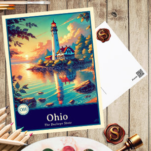 Ohio Anime Stijl Cel Gearceerde Ansichtkaart Briefkaart