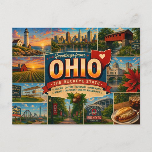 Ohio ansichtkaart briefkaart (Voorkant)
