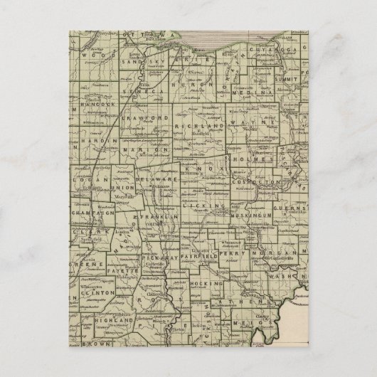 Ohio Atlas Map Briefkaart (Voorkant)