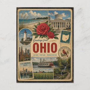 Ohio authentieke ansichtkaart in vintage stijl briefkaart