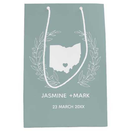  Ohio-bestemming bruiloft bevoordeelt aangepaste n Medium Cadeauzakje (Voorkant)