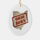 Ohio Born - Stempel op kaart Keramisch Ornament (Rechts)