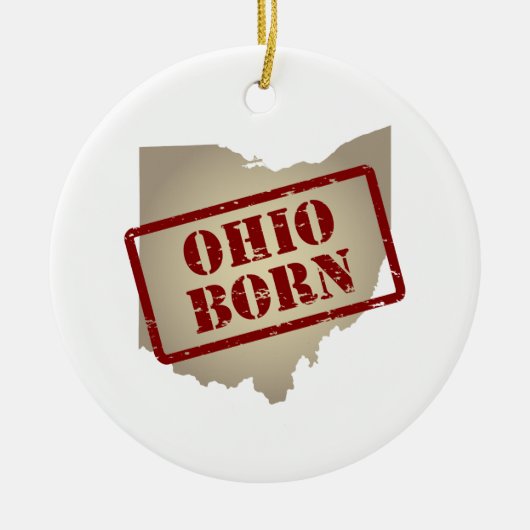 Ohio Born - Stempel op kaart Keramisch Ornament (Voorkant)