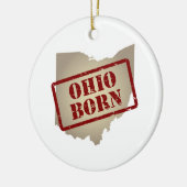 Ohio Born - Stempel op kaart Keramisch Ornament (Links)