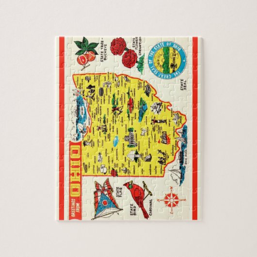 Ohio Briefkaart Kaart Jigsaw Puzzel (Verticaal)