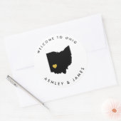 Ohio Bruiloft Welkom Sticker Label, Zwart & Goud (Envelop)