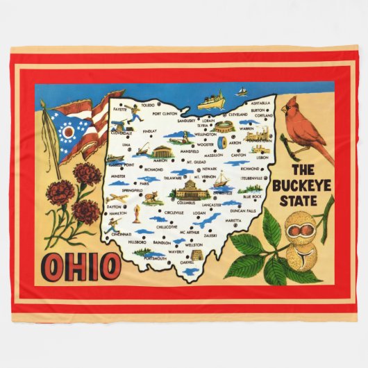  Ohio Buckeye Fleece Blanket Deken (Voorkant (Horizontaal))