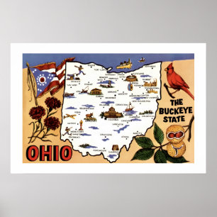 Ohio Buckeye Staat 20x30 Ansichtkaart Poster