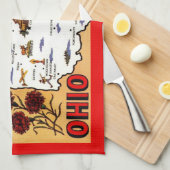 Ohio Buckeye Staat Ansichtkaart Theedoek (Quarter Fold)