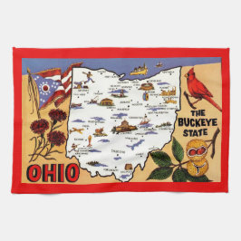 Ohio Buckeye Staat Ansichtkaart Theedoek