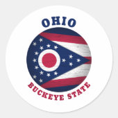 OHIO BUCKEYE STAATSVLAG RONDE STICKER (Voorkant)