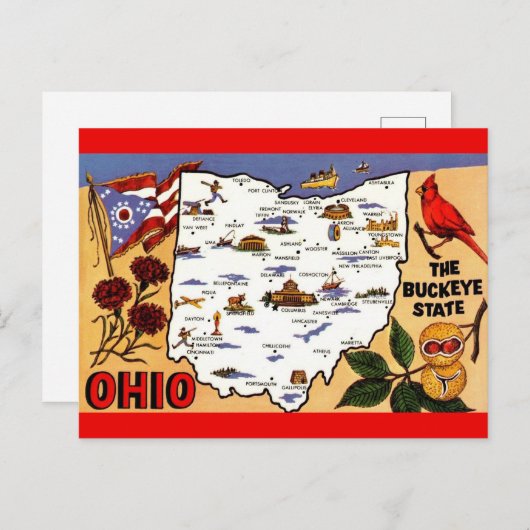 Ohio Buckeye State Ansichtkaart Briefkaart (Voorkant / Achterkant)