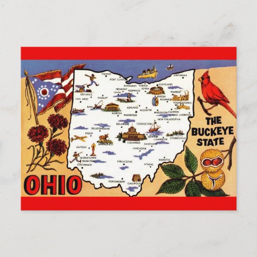 Ohio Buckeye State Ansichtkaart Briefkaart (Voorkant)