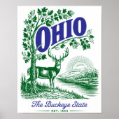 Ohio Buckeye State Deer & Nature Design Poster (Voorkant)