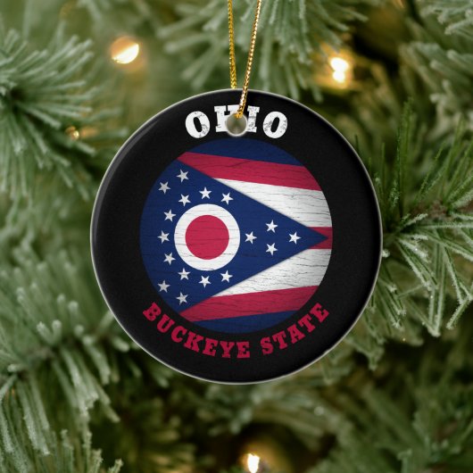 OHIO BUCKEYE STATE FLAG KERAMISCH ORNAMENT (Boom)