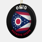 OHIO BUCKEYE STATE FLAG KERAMISCH ORNAMENT (Links)