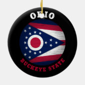 OHIO BUCKEYE STATE FLAG KERAMISCH ORNAMENT (Achterkant)