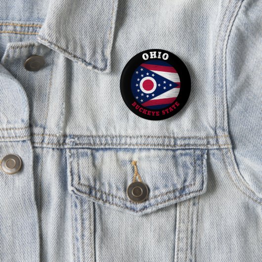 OHIO BUCKEYE STATE FLAG RONDE BUTTON 5,7 CM (In situ)