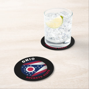 OHIO BUCKEYE STATE FLAG RONDE KARTONNEN ONDERZETTER