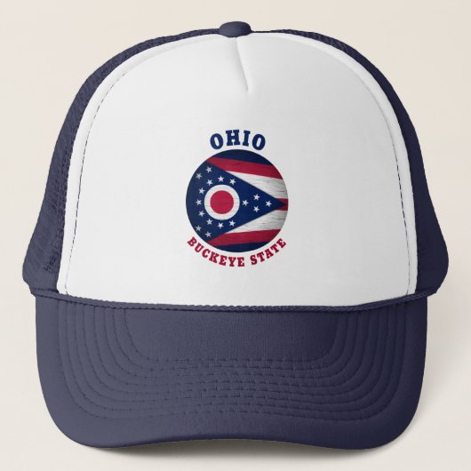 OHIO BUCKEYE STATE FLAG TRUCKER HAT TRUCKER PET (Voorkant)