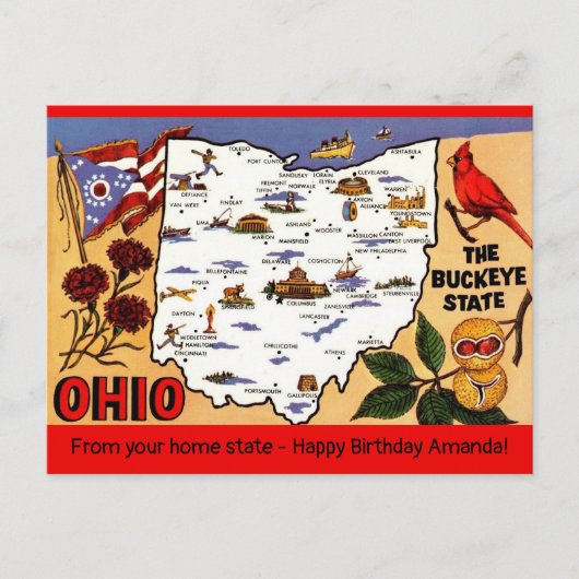  Ohio Buckeye State Occasion Postcard Briefkaart (Voorkant)