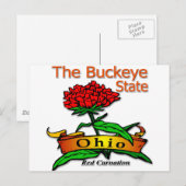 Ohio Buckeye State Red Carnan Briefkaart (Voorkant / Achterkant)
