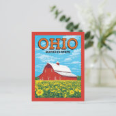 Ohio Buckeye State Vintage Barn Briefkaart (Staand voorkant)