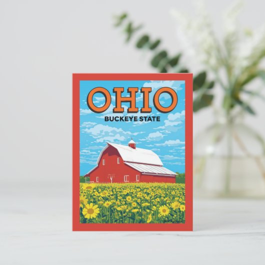 Ohio Buckeye State Vintage Barn Briefkaart (Staand voorkant)