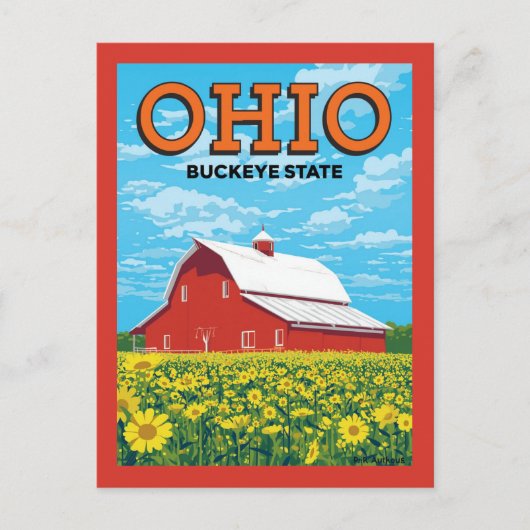 Ohio Buckeye State Vintage Barn Briefkaart (Voorkant)