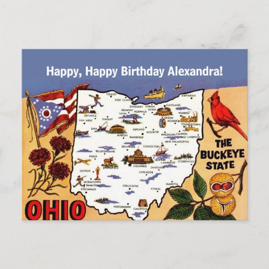 Ohio Buckeye-verjaardagsansichtkaart Briefkaart (Voorkant)