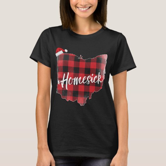 Ohio Buffalo Plaid #Homesick Kerstmis Santa Hat S T-shirt (Voorkant)