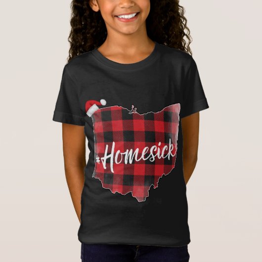 Ohio Buffalo Plaid #Homesick Kerstmis Santa Hat S T-shirt (Voorkant)