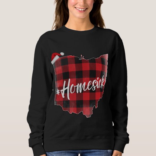 Ohio Buffalo Plaid #Homesick Kerstmis Santa Hat S Trui (Voorkant)