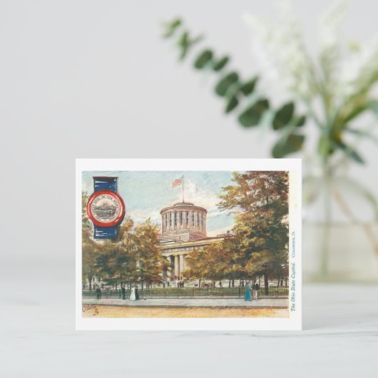  Ohio Capitol met Seal Briefkaart (Staand voorkant)