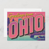 Ohio City Skyline Pop Art Briefkaart (Voorkant / Achterkant)