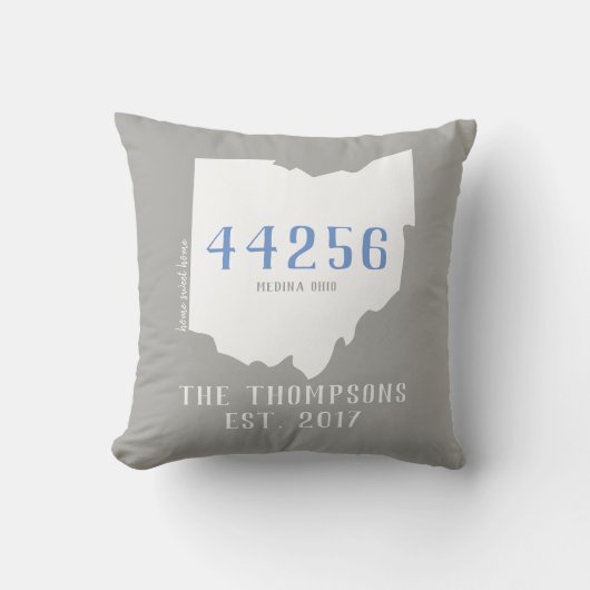 Ohio Custom Town Zip Code Home Pillow Kussen (Voorkant)