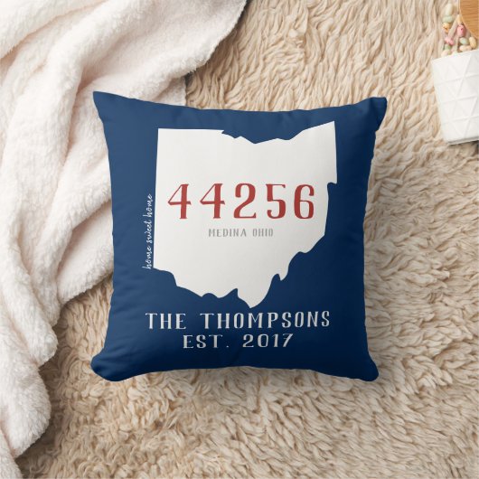 Ohio Custom Town Zip Code Home Pillow Navy Kussen (Deken)