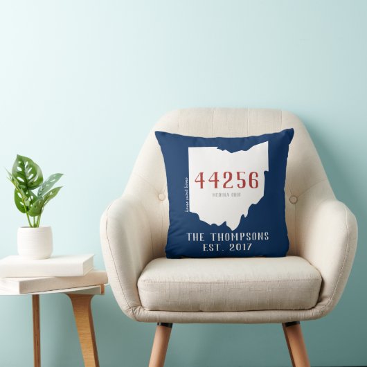Ohio Custom Town Zip Code Home Pillow Navy Kussen (Stoel)