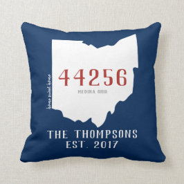 Ohio Custom Town Zip Code Home Pillow Navy Kussen
