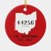 Ohio Custom Town Zip-kerstversiering Keramisch Ornament (Voorkant)