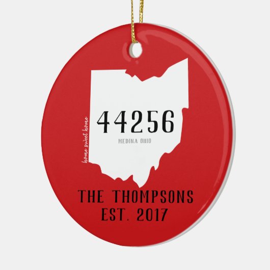 Ohio Custom Town Zip-kerstversiering Keramisch Ornament (Links)