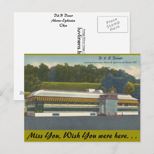 Ohio, D&B Diner, Akron-Ephrata Briefkaart (Voorkant / Achterkant)