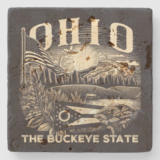 Ohio de Buckeye staat Stenen Onderzetter (Voorkant)