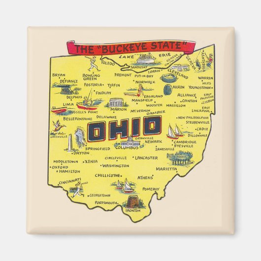 Ohio de kaart van de staat Buckeye Magneet (Voorkant)