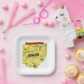 Ohio de  kaart van de staat Buckeye Papieren Bordje (Feest)
