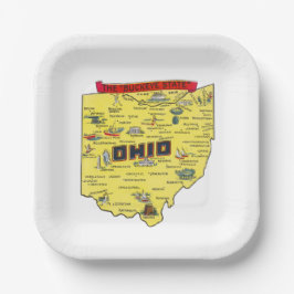 Ohio de kaart van de staat Buckeye Papieren Bordje