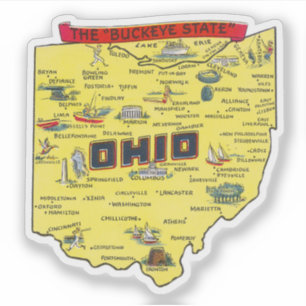 Ohio de  kaart van de staat Buckeye Sticker