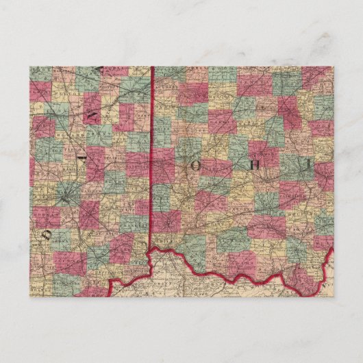 Ohio en Indiana 3 Briefkaart (Voorkant)
